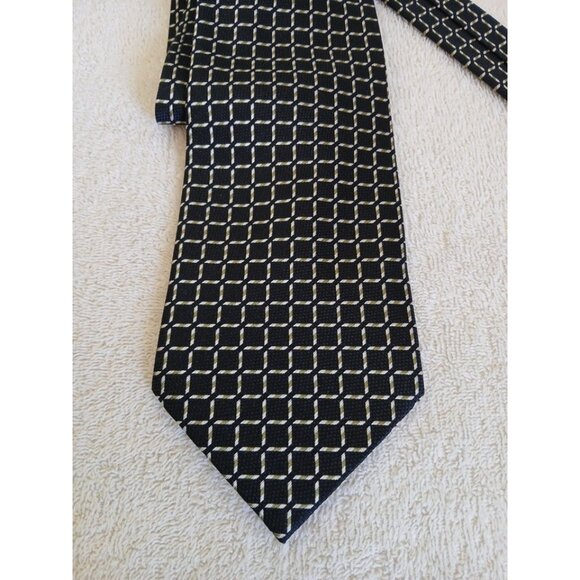 Impermeable Bu Weatherproof Men’s Necktie Tie Black Geometric Squares Office - Picture 8 of 9
